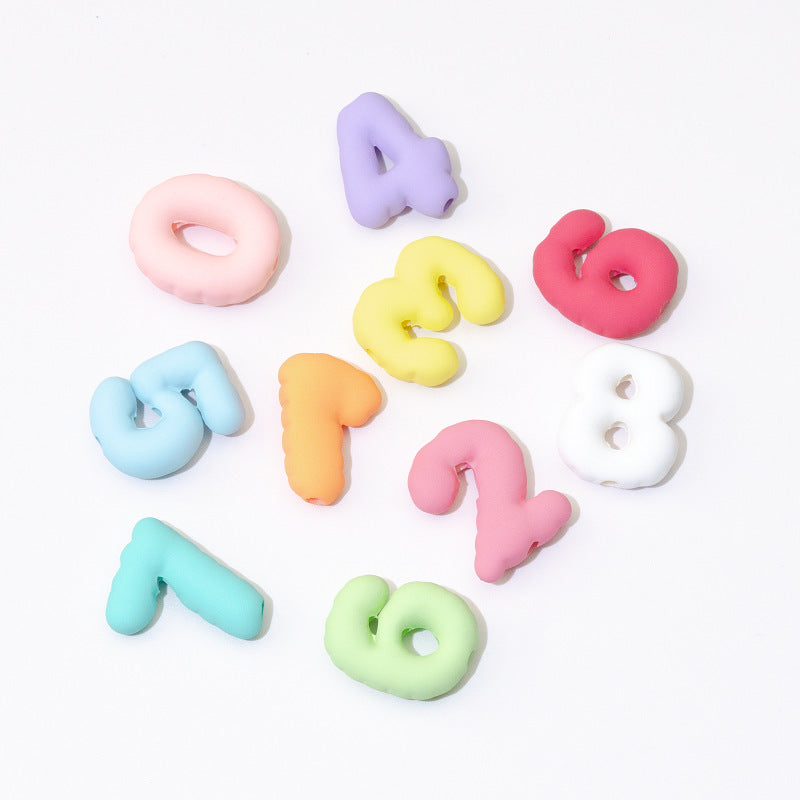Rubberized Painted Balloon Shaped Number Acrylic Beads 25mm 10pcs 6