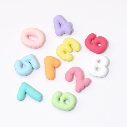 Rubberized Painted Balloon Shaped Number Acrylic Beads 25mm 10pcs 6