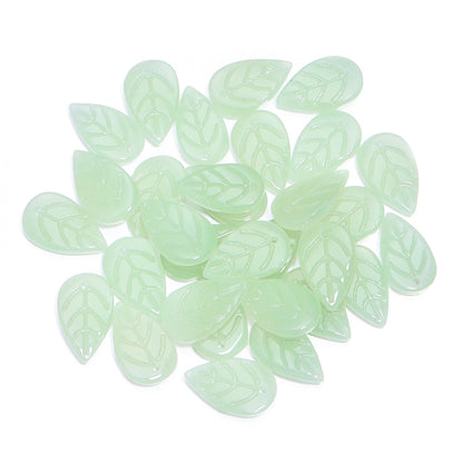 Czech Glass Beads Leaf 17mm Frosted Mixed Colors Gold Accents 30pcs 14