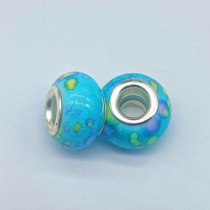 Resin Spacer Beads 14mm Ink Painting Large Hole 50pcs 13