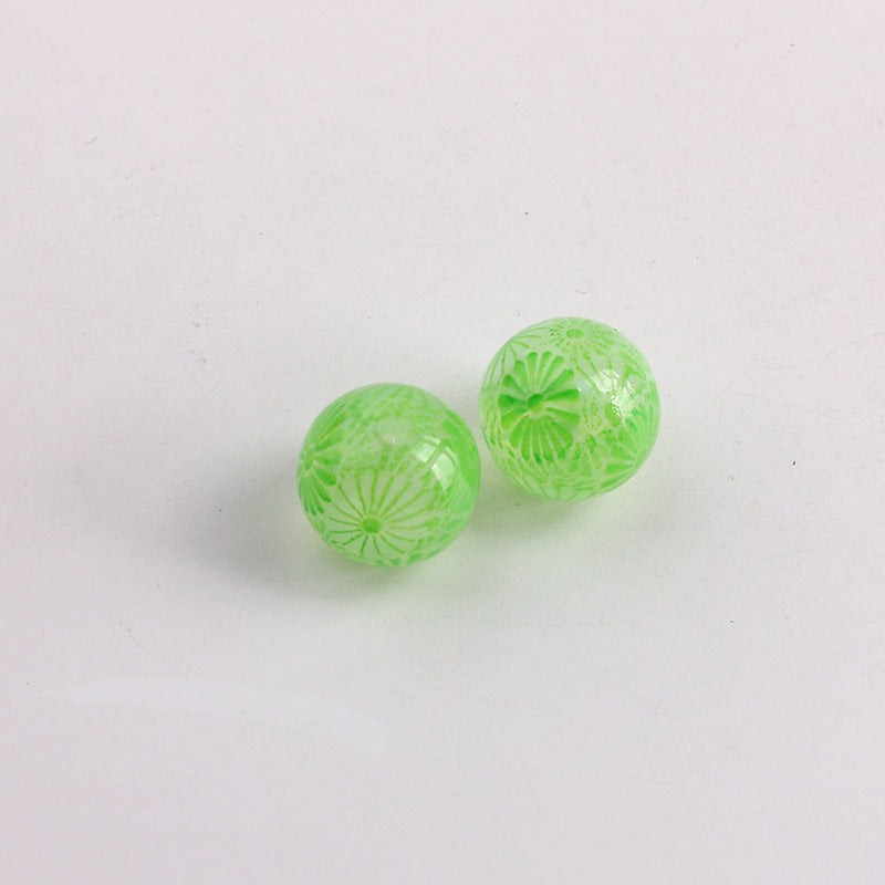 Transparent Fireworks Pattern Acrylic Beads 15mm Colorful 50pcs 11