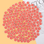 Flat Clay Beads 9mm Red Lollipop Pattern Polymer 100pcs 6