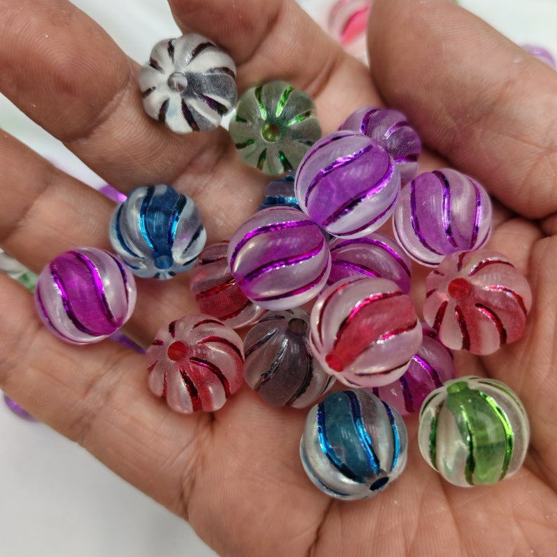 Distressed Matte Stripe Round Acrylic Beads 16mm Frosted Translucent 100pcs 3