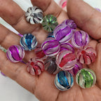 Distressed Matte Stripe Round Acrylic Beads 16mm Frosted Translucent 100pcs 3