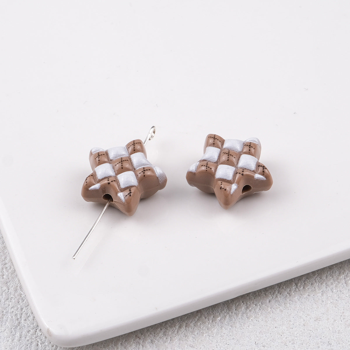 Waffle Pattern Star Acrylic Beads 19mm Colorful Mixed 20pcs 7