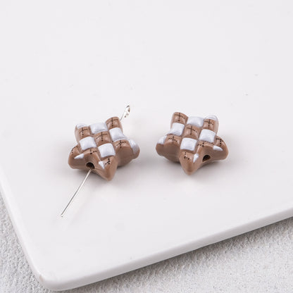 Waffle Pattern Star Acrylic Beads 19mm Colorful Mixed 20pcs 7