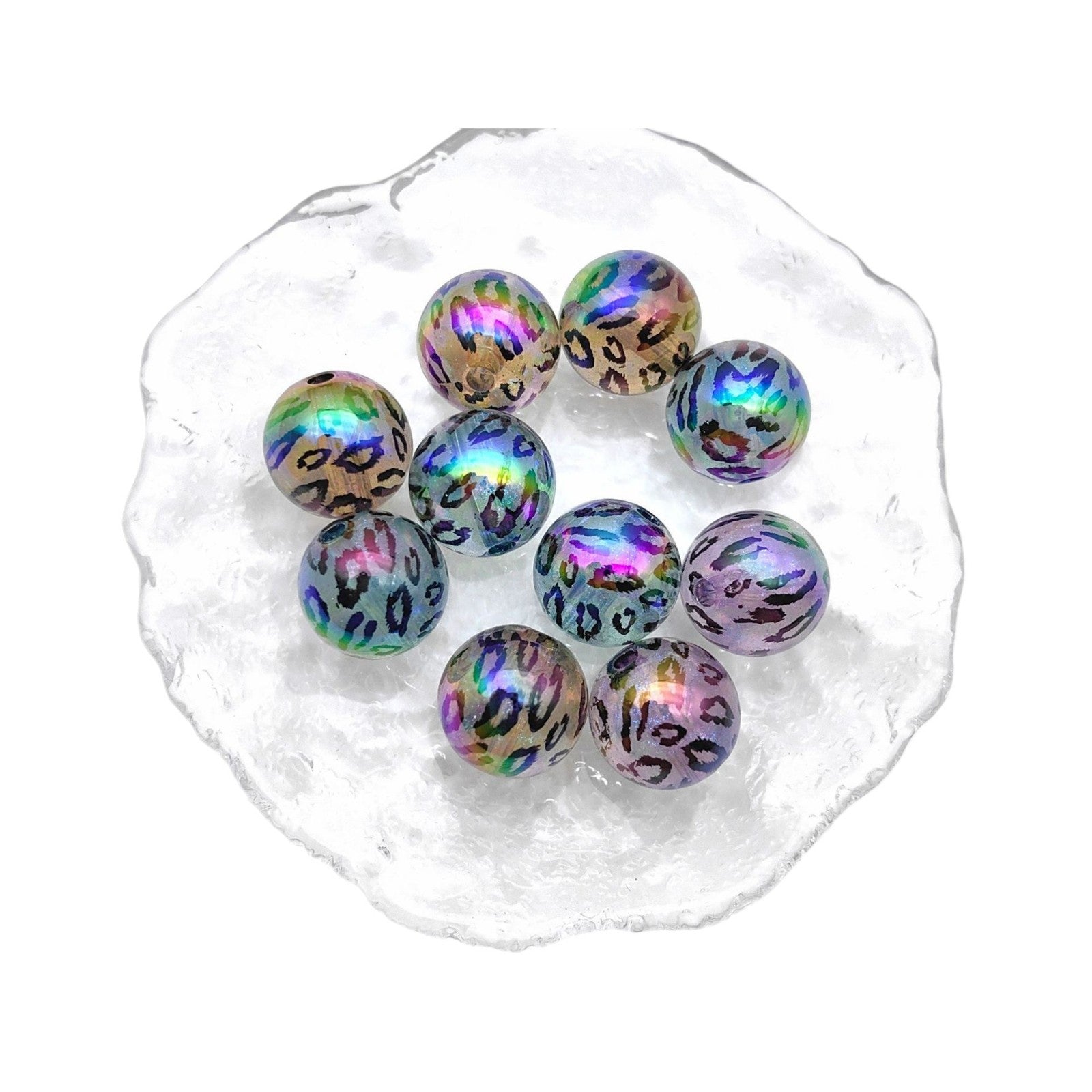 Glow In The Dark Leopard Print Acrylic Beads 16mm Plated 20pcs 5