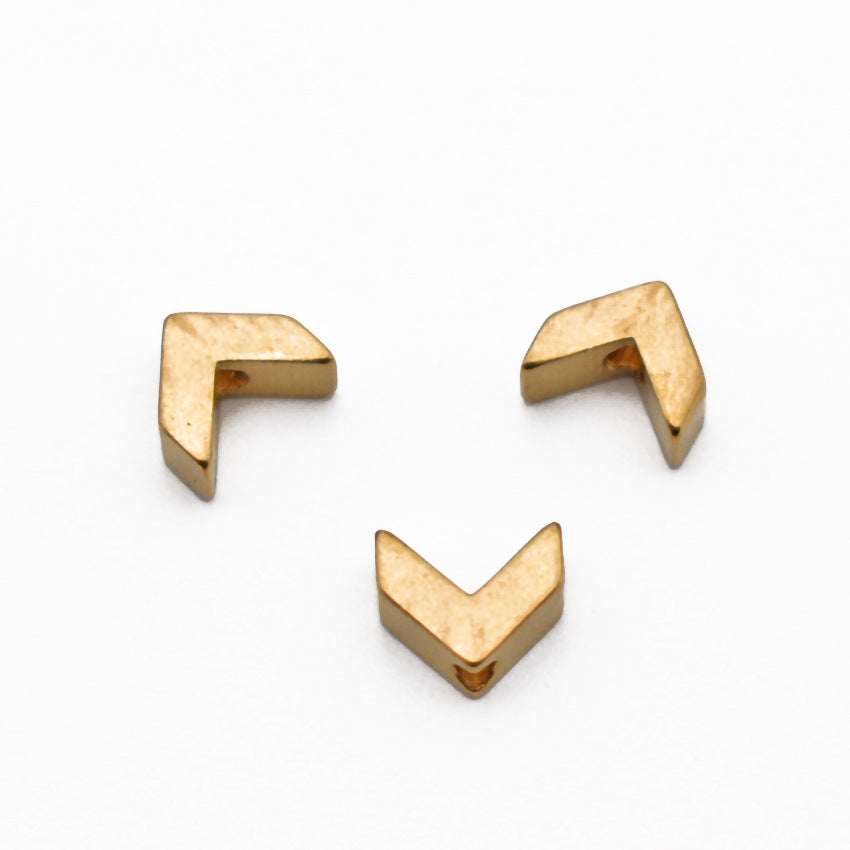 Brass V-Shaped Metal Beads 6mm Matte Finish 100pcs 3