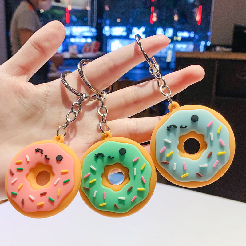Silicone Donut Keychain Cartoon Food Pastel Sprinkles Winking Face 2