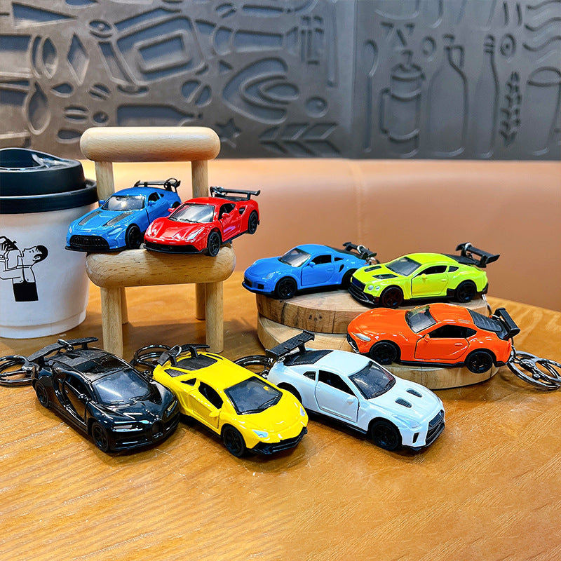 Pull Back Racing Car Keychain Alloy Body Glossy Finish 4