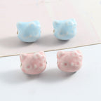 Hello KT Ceramic Beads 15mm Pastel Pink Blue Glossy 10pcs 3