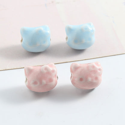Hello KT Ceramic Beads 15mm Pastel Pink Blue Glossy 10pcs 3