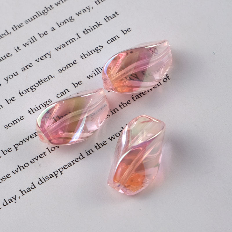 Transparent Plating Twisted Acrylic Beads 23.2×13.7mm Mixed Colors 50pcs 6