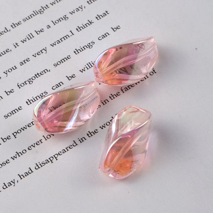Transparent Plating Twisted Acrylic Beads 23.2×13.7mm Mixed Colors 50pcs 6