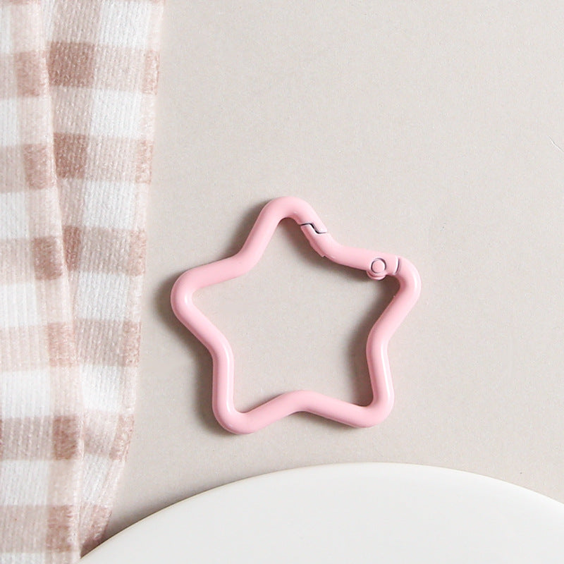 Zinc Alloy Star Trigger Spring Key Rings 41mm Baking Painted 6pcs 12
