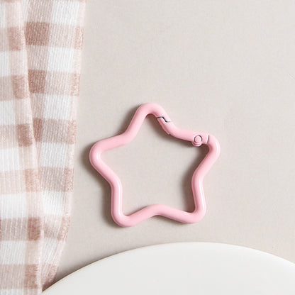 Zinc Alloy Star Trigger Spring Key Rings 41mm Baking Painted 6pcs 12