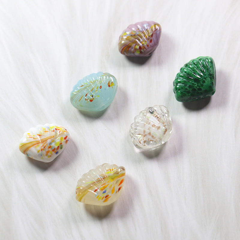 Lampwork Glass Beads Shell 14mm Phoenix Tail Pattern 10pcs
