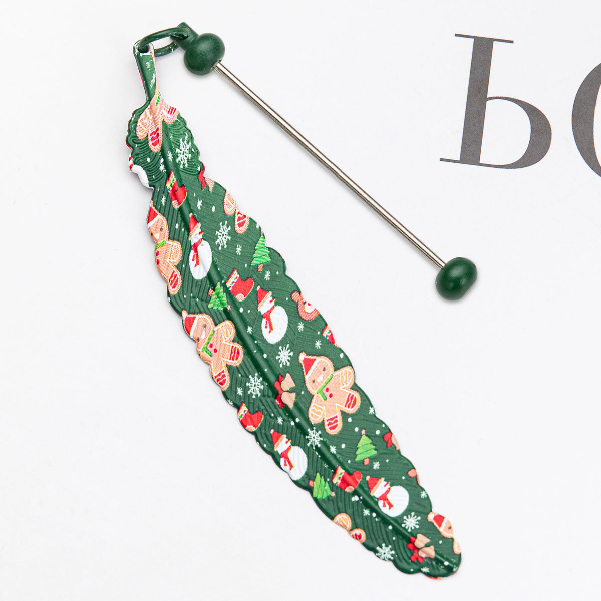 Beadable Feather Bookmarks Halloween Christmas Prints 12pcs 15