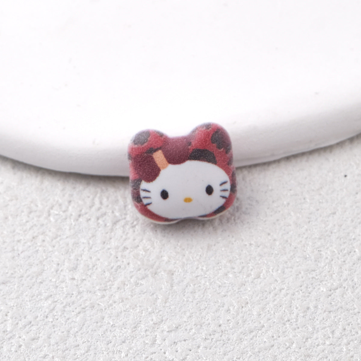Leopard Print Hello KT Acrylic Beads 14mm Matte Finish 20pcs 10