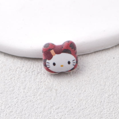 Leopard Print Hello KT Acrylic Beads 14mm Matte Finish 20pcs 10