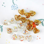 Vintage Japanese Hand Painted Heart Glass Beads 14-15mm 1pc