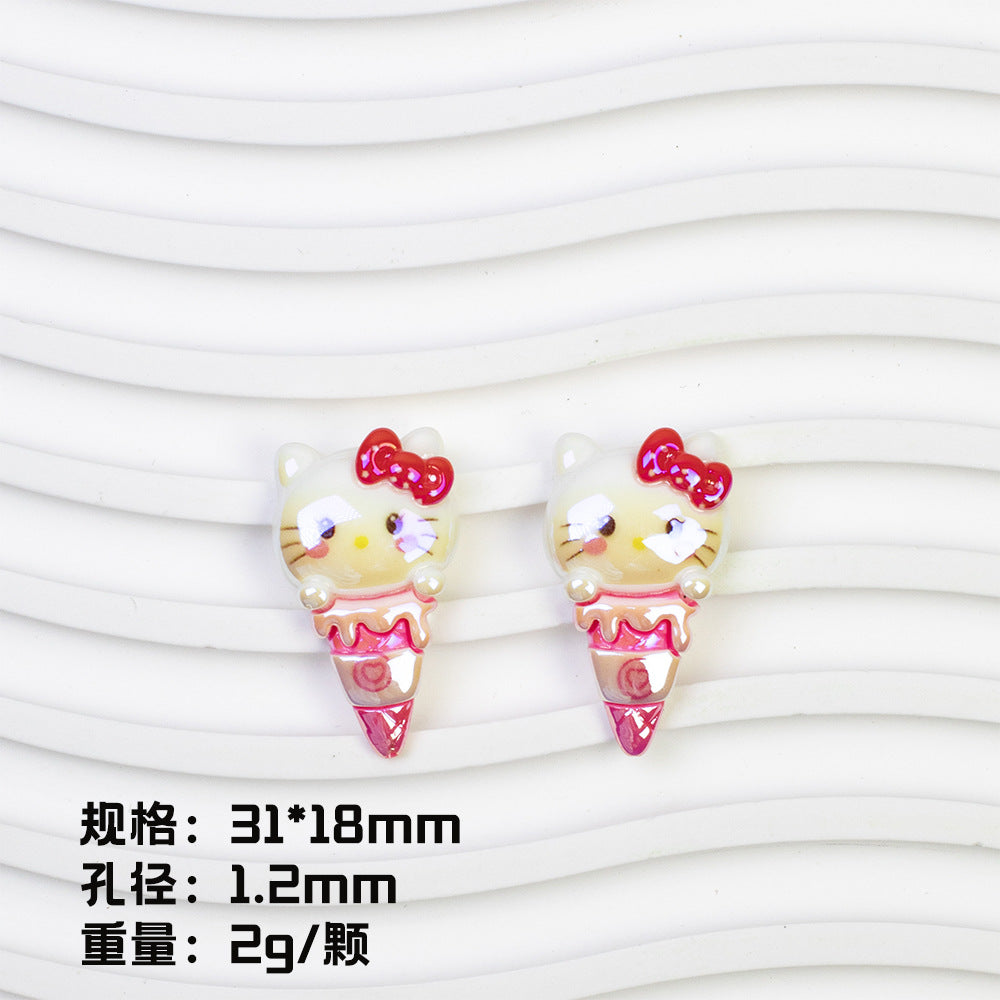 Ice Cream Character Resin Beads Glossy Pastel Colors 20pcs 8