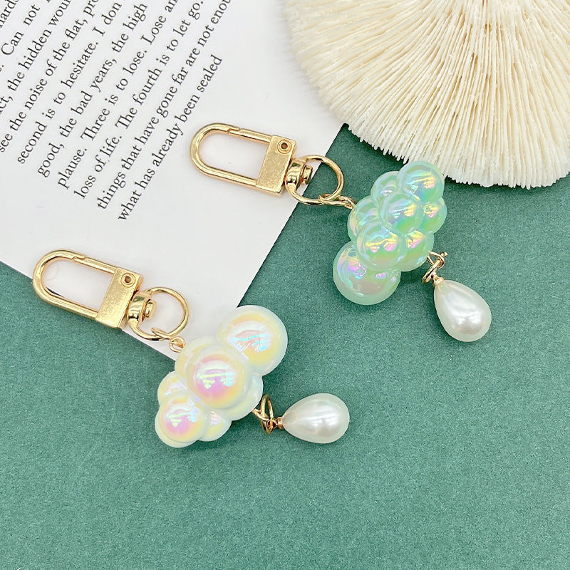 Acrylic Pearl Cloud Keychain with Pastel Beads and Gold Clasp 2