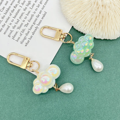 Acrylic Pearl Cloud Keychain with Pastel Beads and Gold Clasp 2