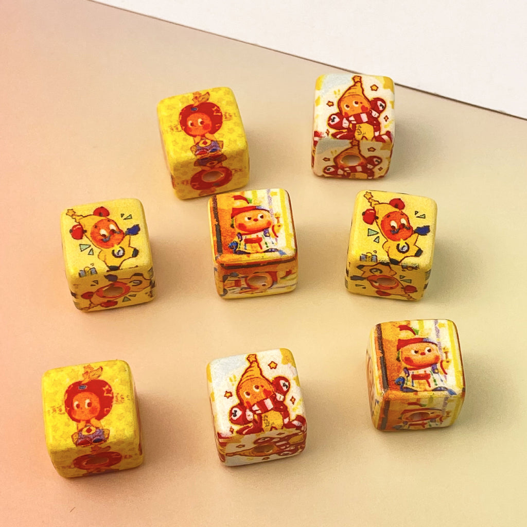 Lovely Twinkl Printed Square Acrylic Beads 14mm 10pcs 2