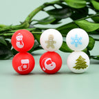 15mm Printed Christmas Silicone Beads Festive Holiday Designs 50pcs 2