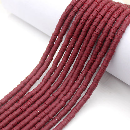 Flat Clay Beads 6mm Solid Color Smooth Polymer Disc 10strands 40
