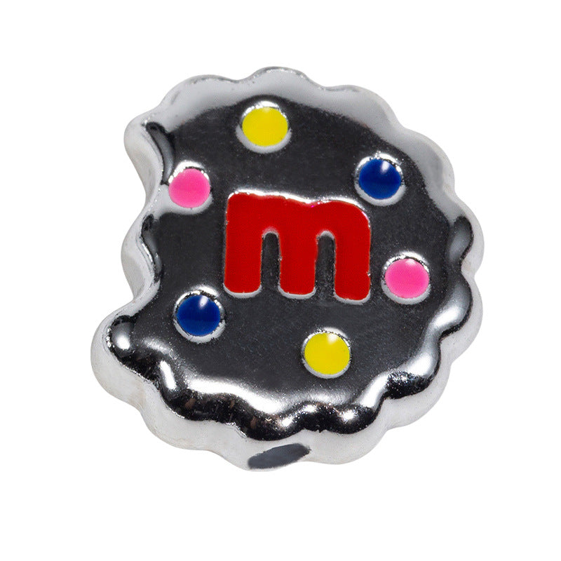 Hand Painted Bitten Cookie Acrylic Beads 22mm Enamel Glossy 10pcs 43