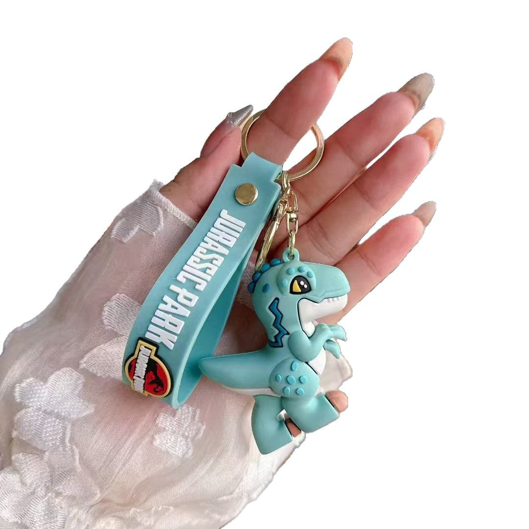Adorable Dinosaur PVC Keychain with Colorful Jurassic Strap 2pcs 5