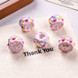 Hand Painted Cake Acrylic Beads 18mm Glossy Pastel Enamel 5pcs 6
