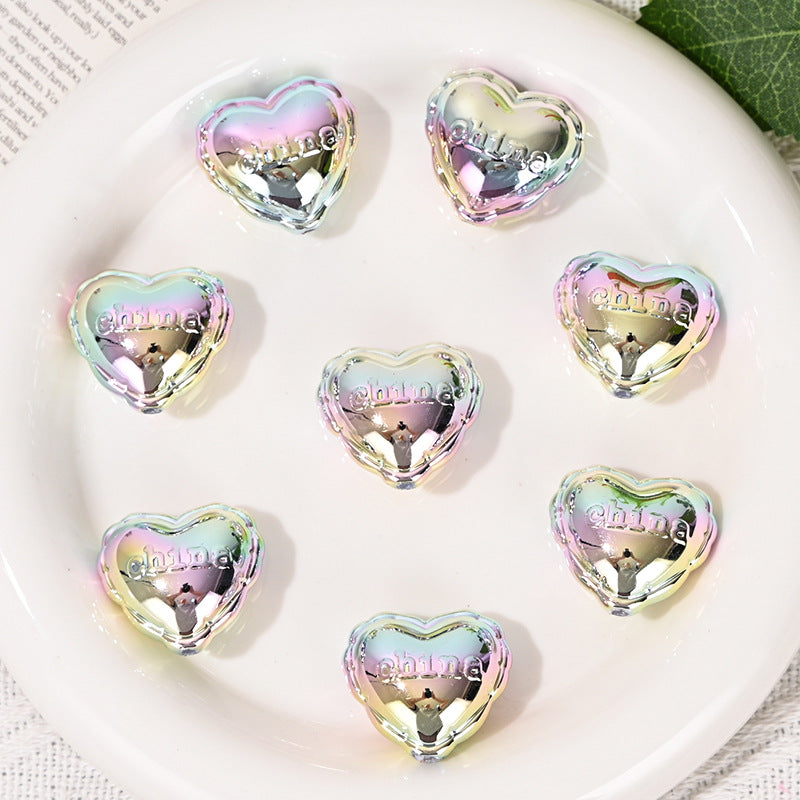 UV Plating Balloon Heart Acrylic Beads 25mm Silver 10pcs 2