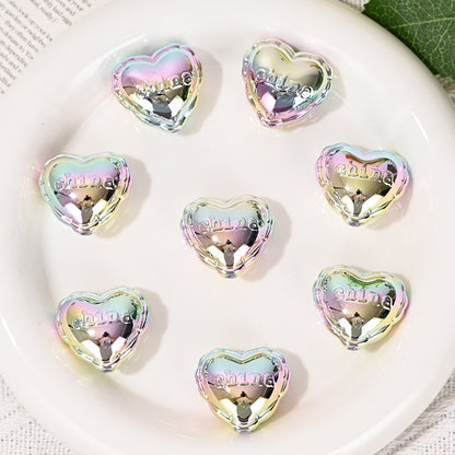 UV Plating Balloon Heart Acrylic Beads 25mm Silver 10pcs 2