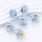 Floral Bubblegum Beads 23mm Bee Flower Ball Resin Rhinestone 3pcs 9