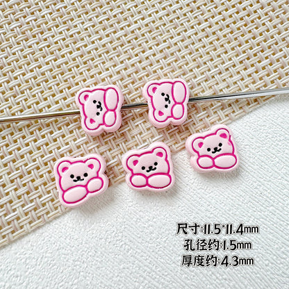 Rabbit and Bear Painted Metal Beads Glossy Finish Bulk 10pcs 16
