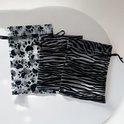 Organza Drawstring Bags Metallic Butterfly Puppy Paw Pattern 10pcs 2