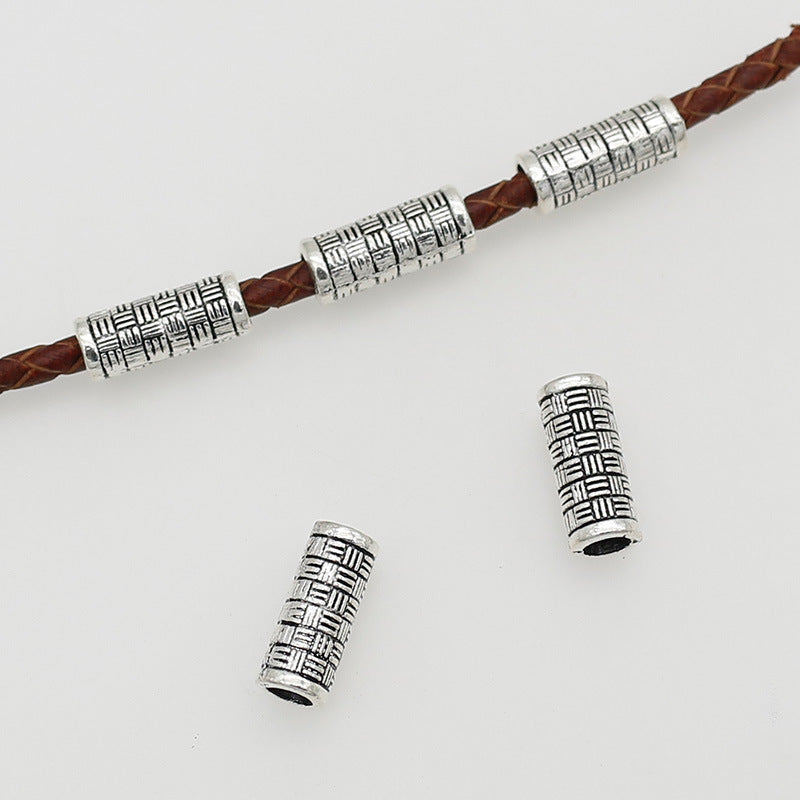 Tube Metal Beads 13mm Tibetan Imitation Braided Pattern Alloy 1pc 4