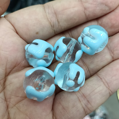 Hand Painted Round Acrylic Beads 16mm Transparent Icing Design 100pcs 4