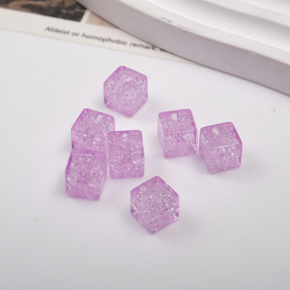 Transparent Square Acrylic Beads 7mm Crackle Texture 200pcs 6