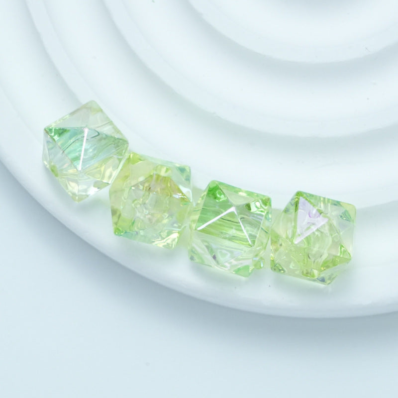 Transparent Irregular Faceted Acrylic Square Beads 12mm UV Plating 100pcs 13