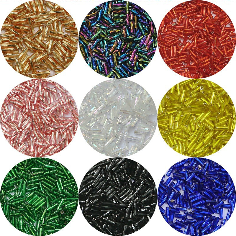 Multicolor Bugle Glass Beads 2x6mm Glossy Tubes 300pcs 2