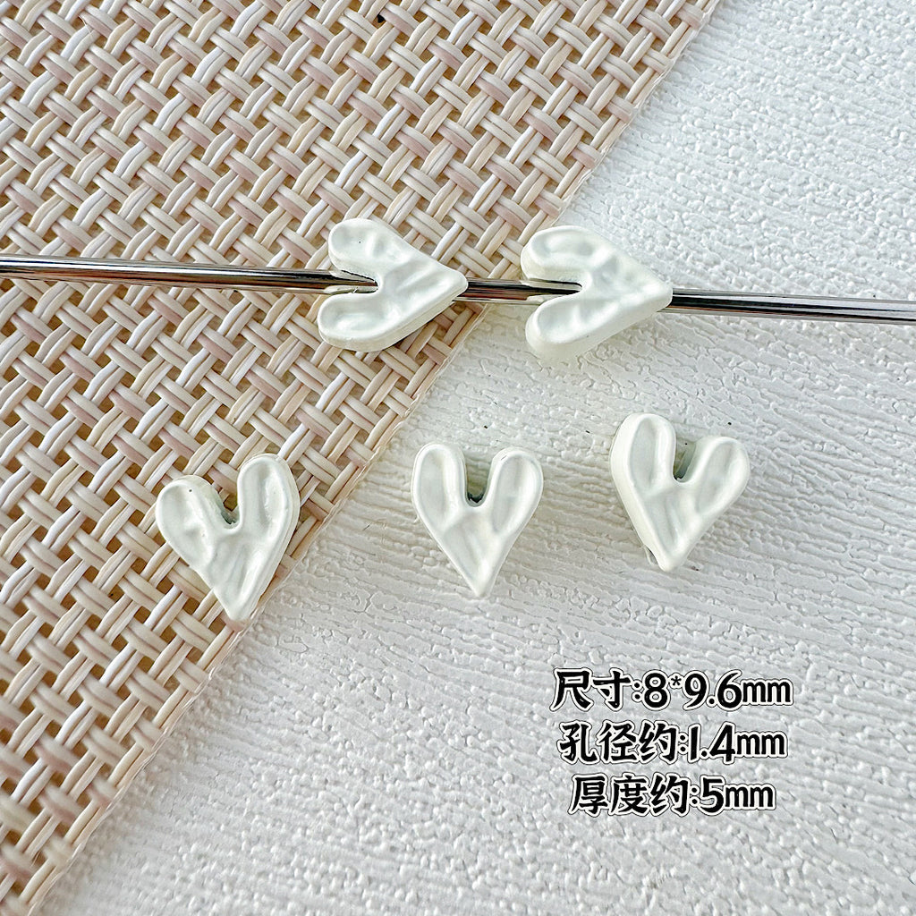 Heart Stone Metal Beads 6mm 9mm Glossy Painted Pastel Colors 50pcs 6