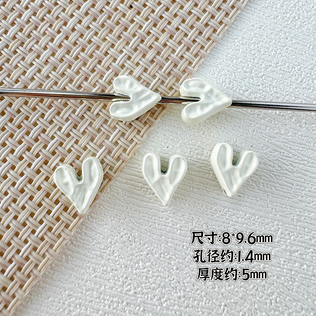 Heart Stone Metal Beads 6mm 9mm Glossy Painted Pastel Colors 50pcs 6
