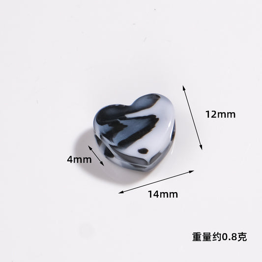 Flat Vintage Ink Color Heart Acrylic Beads 14mm 200pcs 2