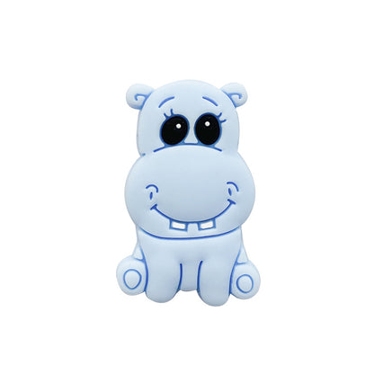 Silicone Focal Beads Hippo Friendly Face Pastel Colors 20pcs 5