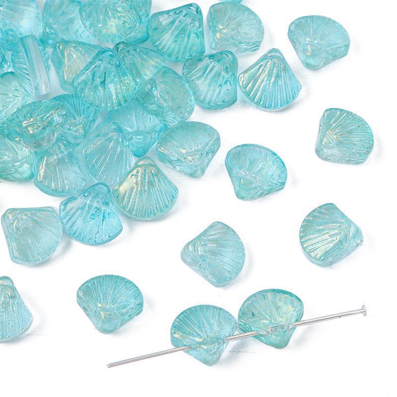 Electroplated Shell Glass Beads 10mm Iridescent Gradient 40pcs 7