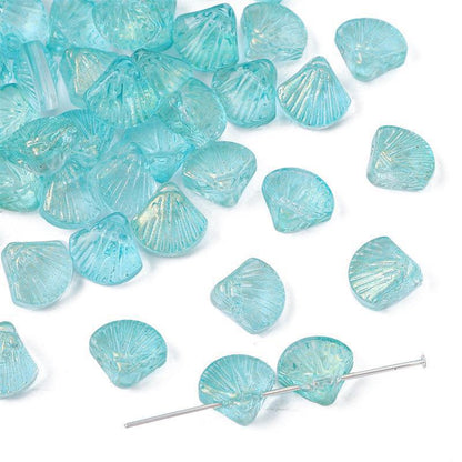 Electroplated Shell Glass Beads 10mm Iridescent Gradient 40pcs 7
